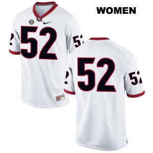 Women's Georgia Bulldogs NCAA #52 Tyler Clark Nike Stitched White Authentic No Name College Football Jersey FES6254CQ